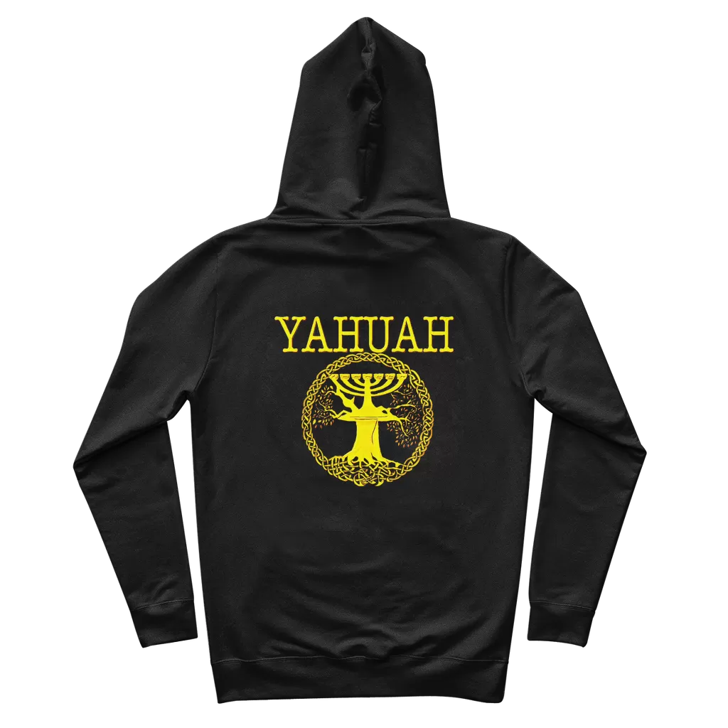 Yahuah-Tree of Life 02-01 Men's Designer Organic Cotton Pullover Hoodie