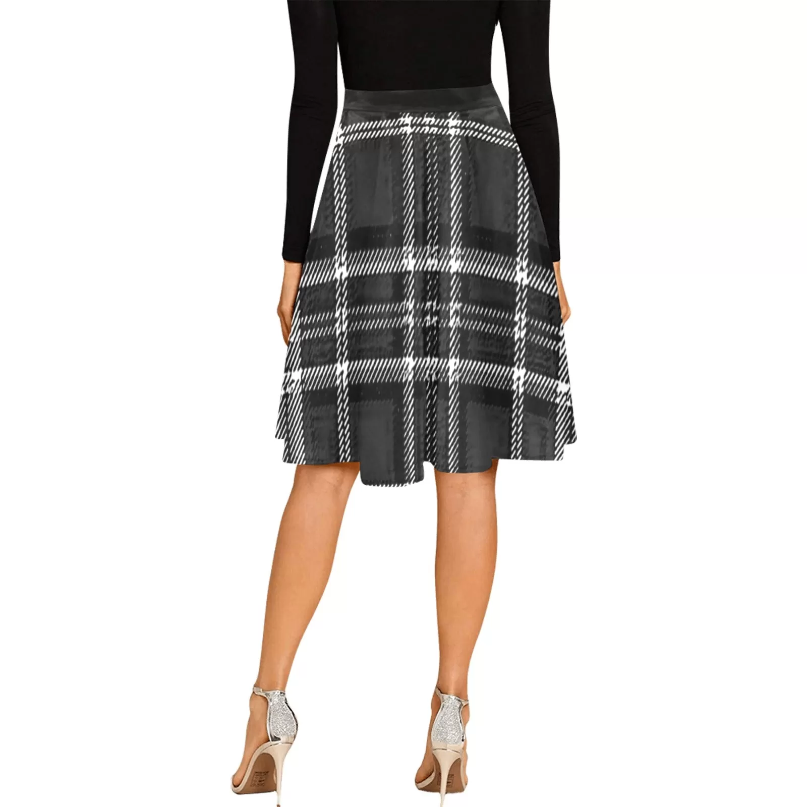 Yahuah-Tree of Life 02-04   Digital Plaid 01-06A Designer Pleated Midi Skirt