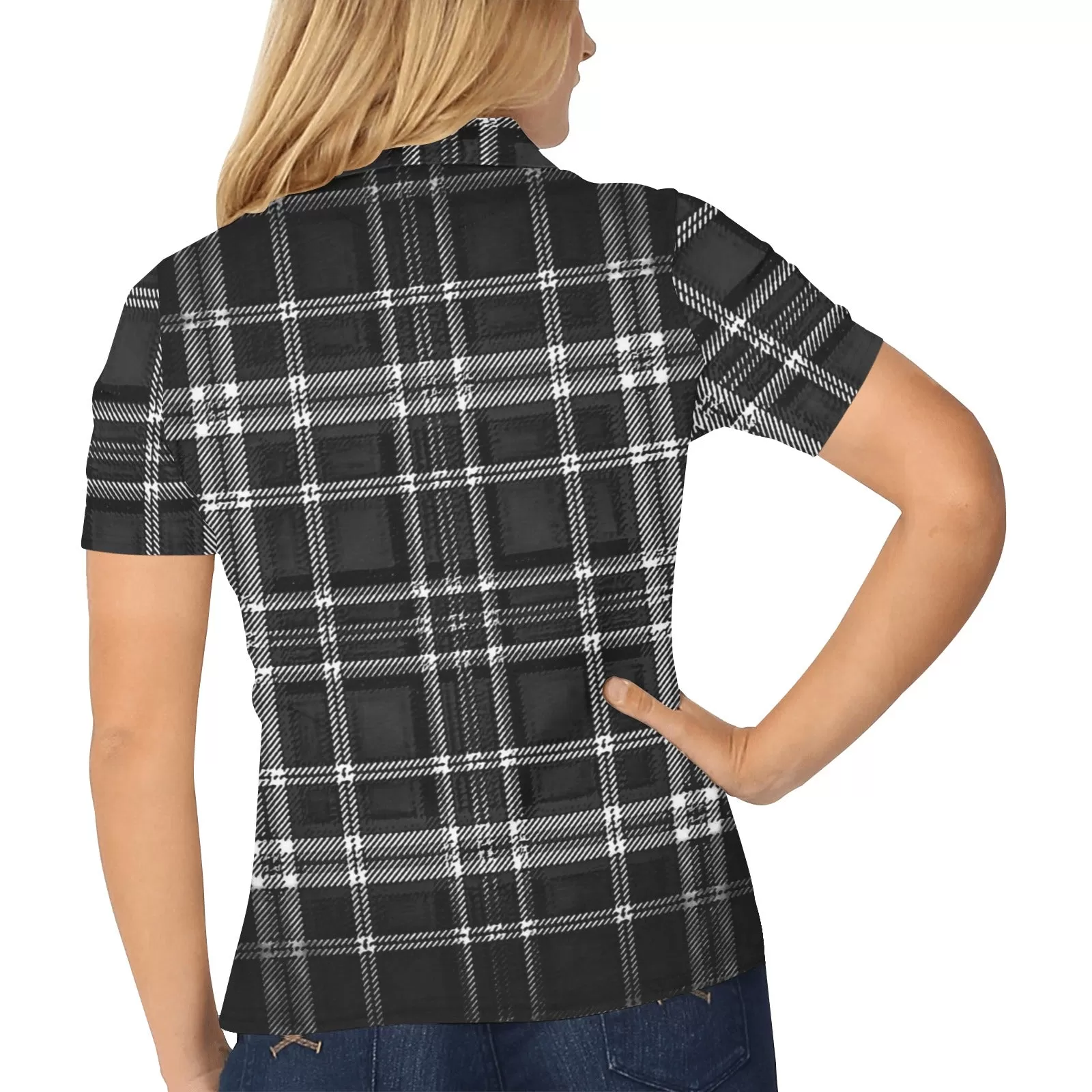 Yahuah-Tree of Life 02-04   Digital Plaid 01-06A Ladies Designer Polo Shirt