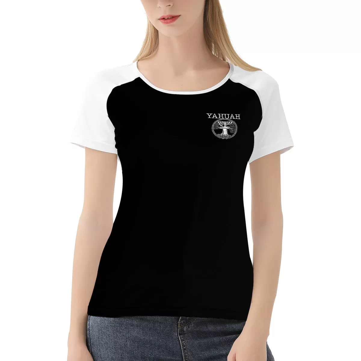 Yahuah-Tree of Life 02-06 Yin Yang Ladies Designer T-shirt