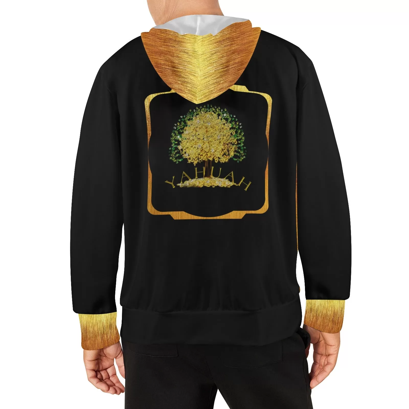 Yahuah-Tree of Life 03-01 Men's Designer Fleece Full Zip Hoodie